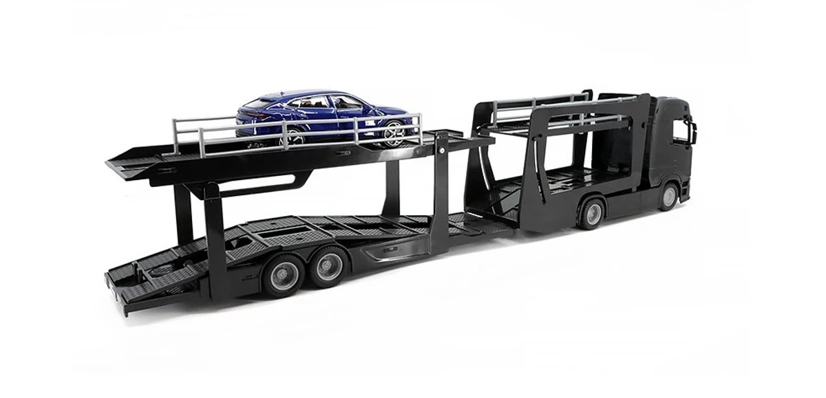 Bburago Multicar Carrier Scania 770S Black a Lamborghini Urus 1:43