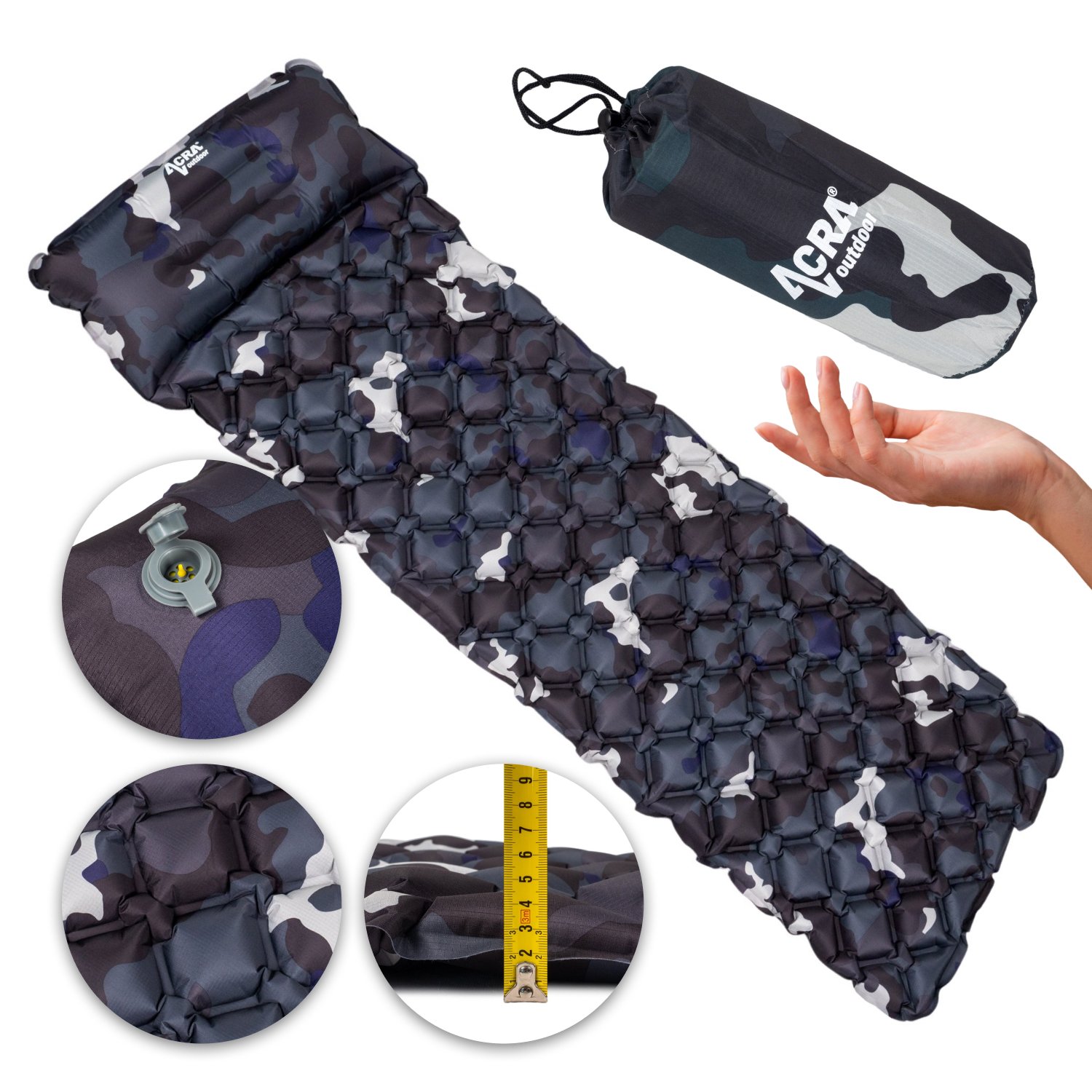 Acra L140M nafukovací karimatka šedobéžová maskovací s polštářkem 5cm