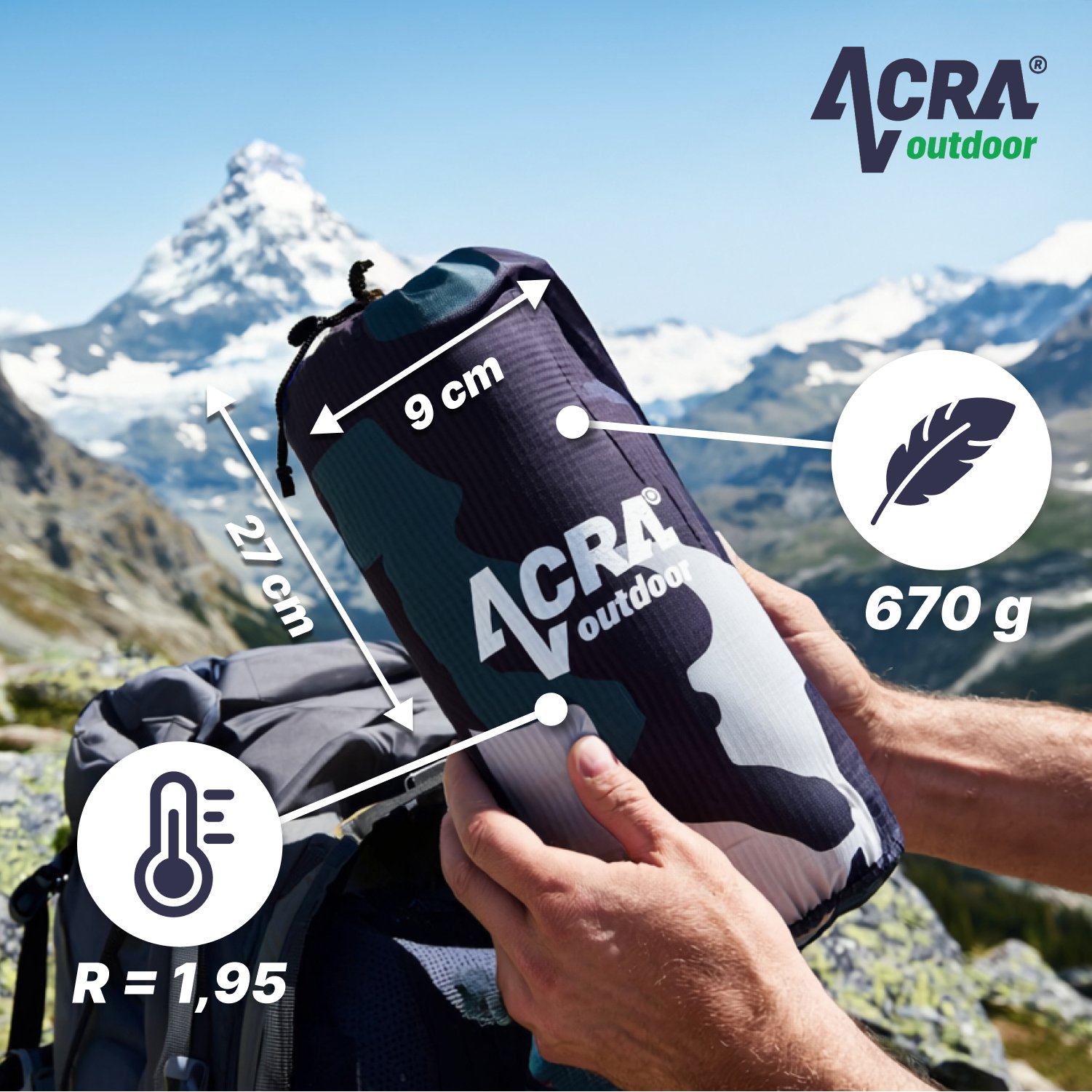 Acra L140M nafukovací karimatka šedobéžová maskovací s polštářkem 5cm