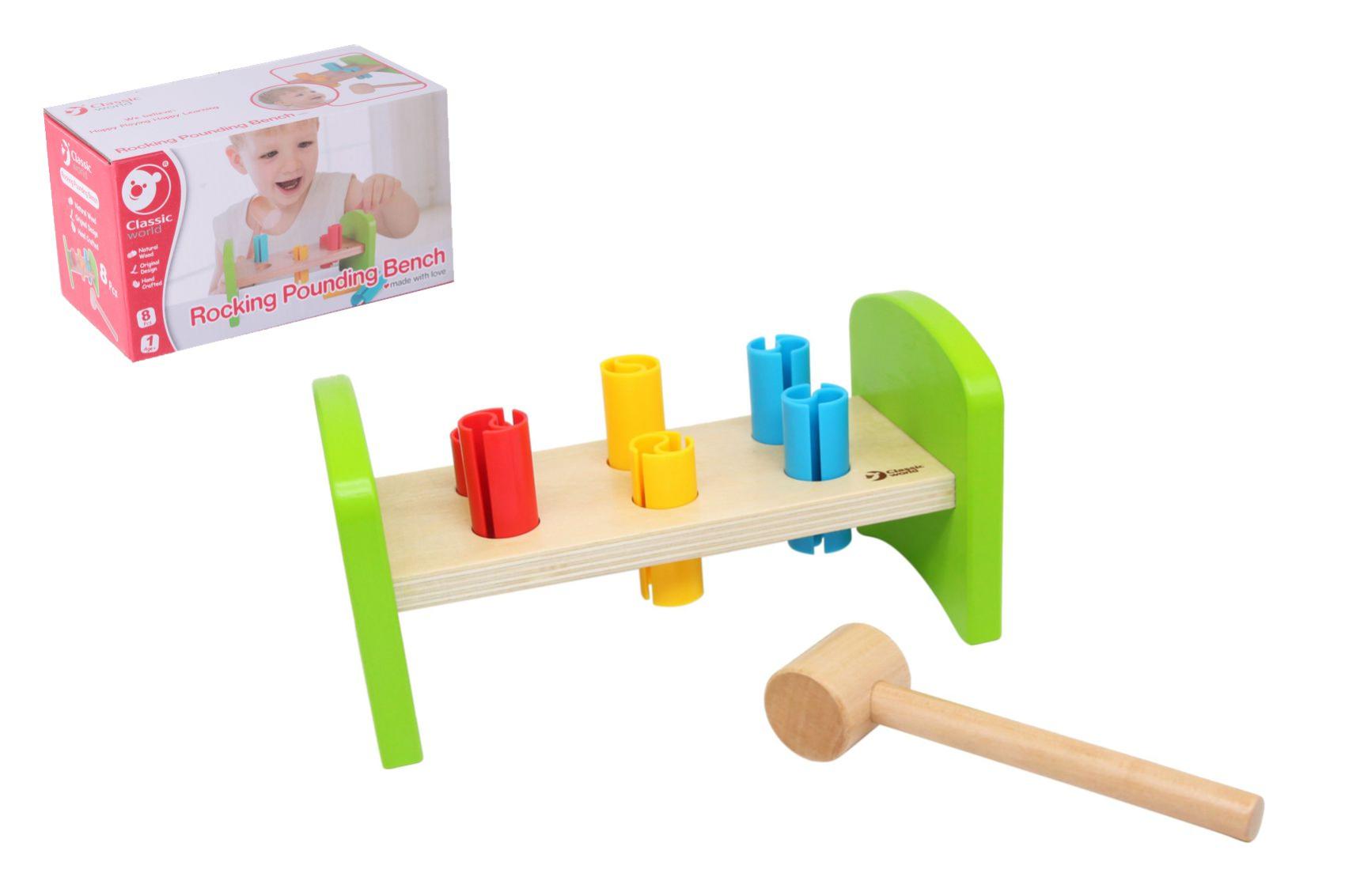 Dětská zatloukačka s kladívkem, dřevo - plast, 21cm