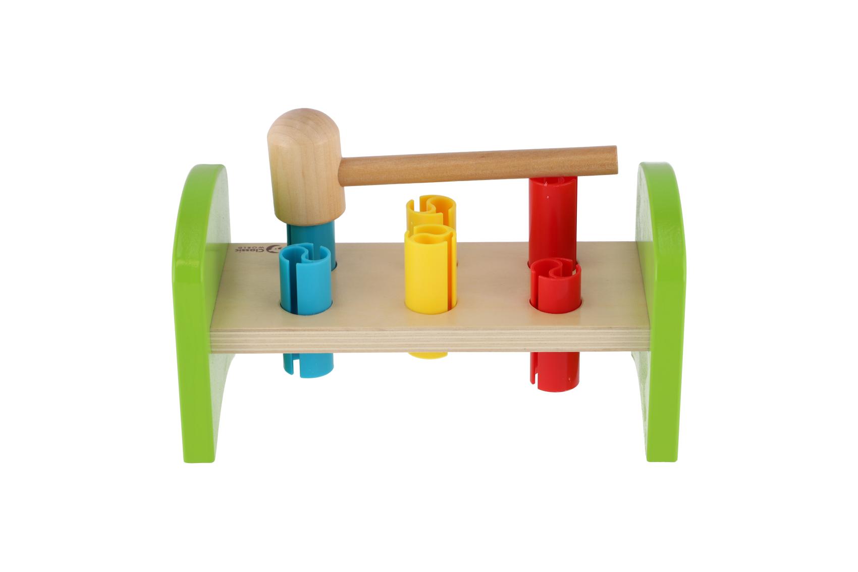 Dětská zatloukačka s kladívkem, dřevo - plast, 21cm