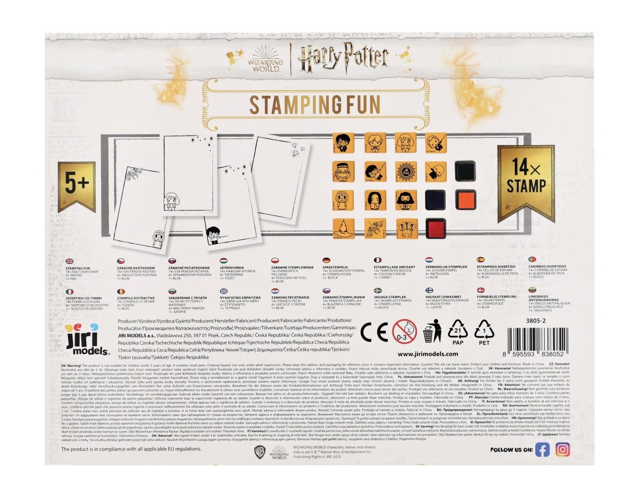 Pěnová razítka s blokem Harry Potter, 14ks s polštářky - 29x23x2,5cm