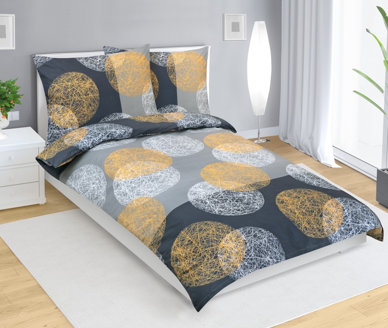 Bellatex Povlečení bavlna, Koule šedé - 140x200, 70x90 cm