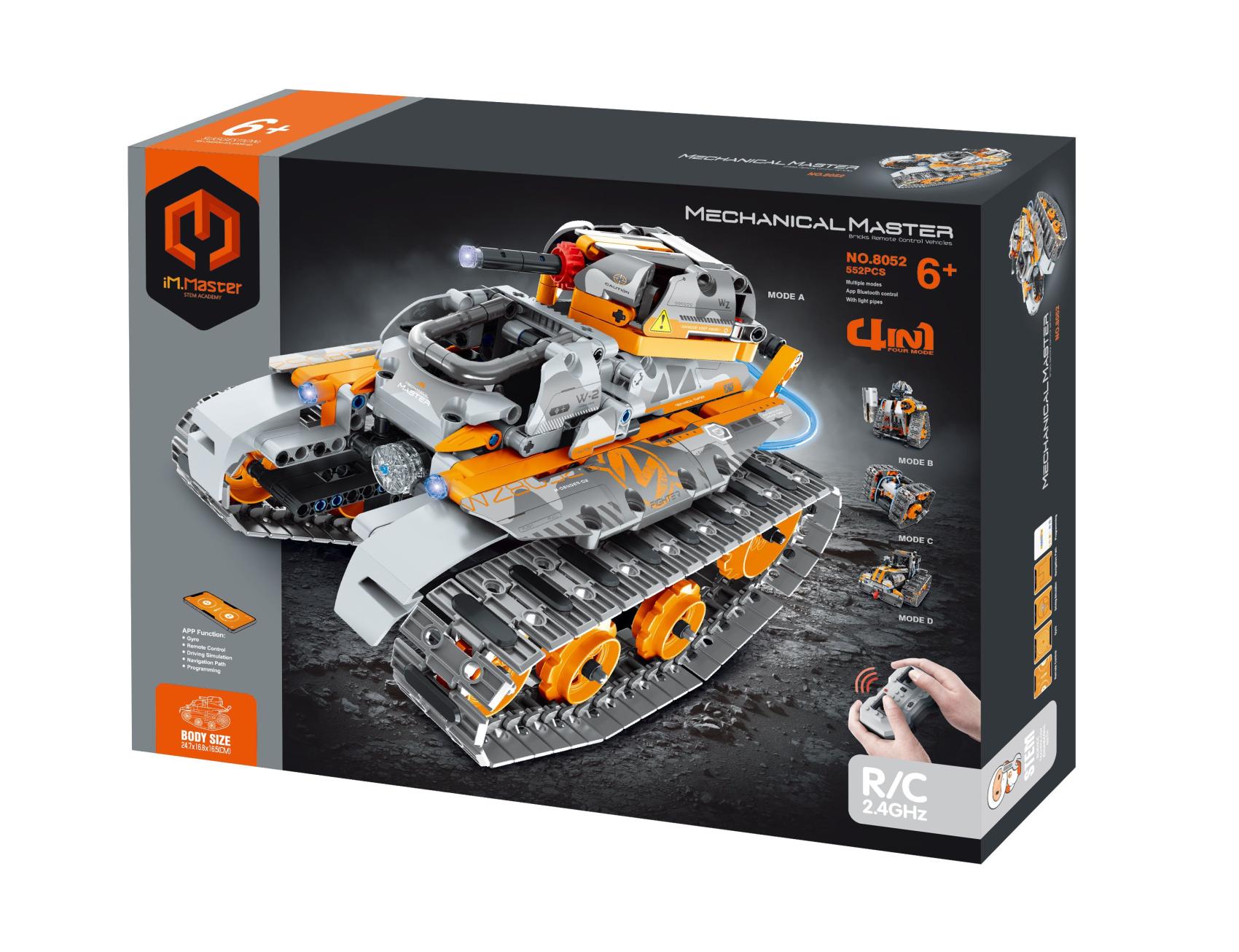 Stavebnice iM.MASTER 4v1 programovatelný tank, 2,4GHz, 554 dílků