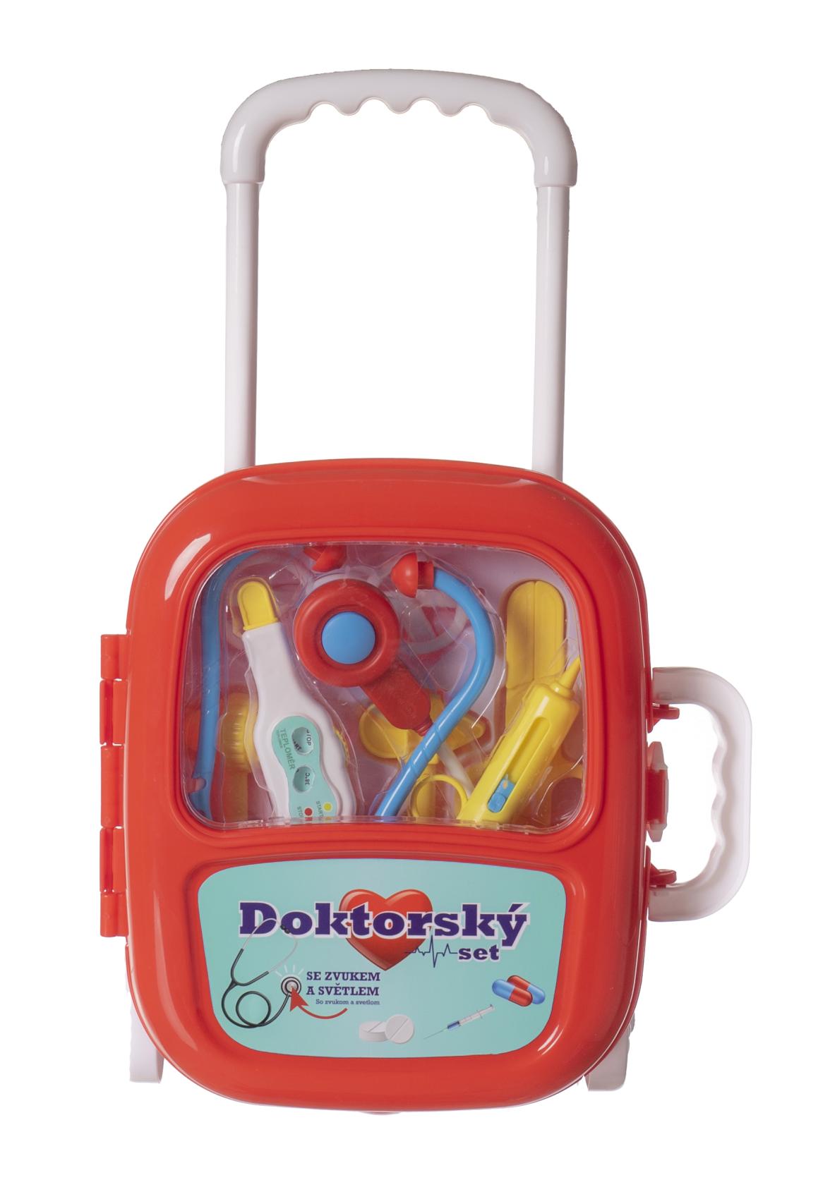Sada doktor se stetoskopem na baterie v plastovém kufříku