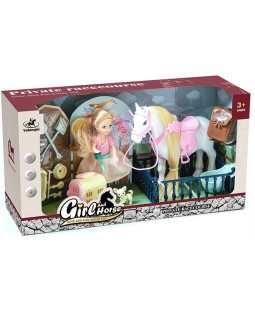 Hrací Farmářský set koník s panenkou a pejskem