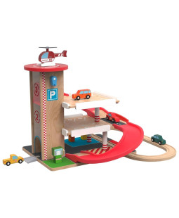 2Kids Toys Dřevěná garáž s vláčkodráhou