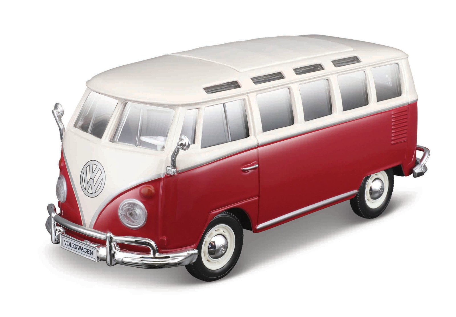 Maisto AssemblyLine Volkswagen Van Samba, červená, 1:25