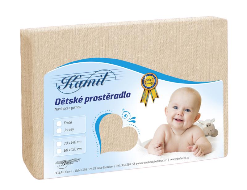 Bellatex Dětské jersey prostěradlo, Světle béžová - 70x140 cm