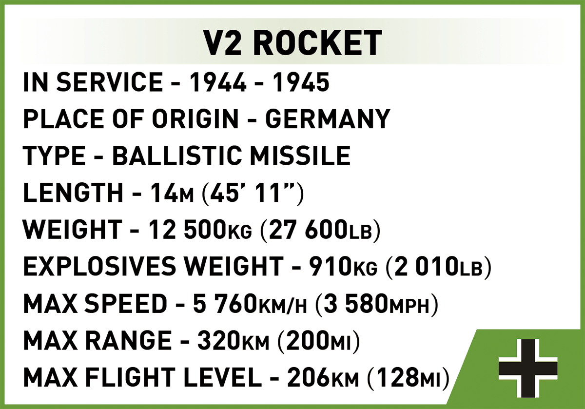 Cobi 3121 Německá balistická řízená střela V-2, 560 kostek, 1:35