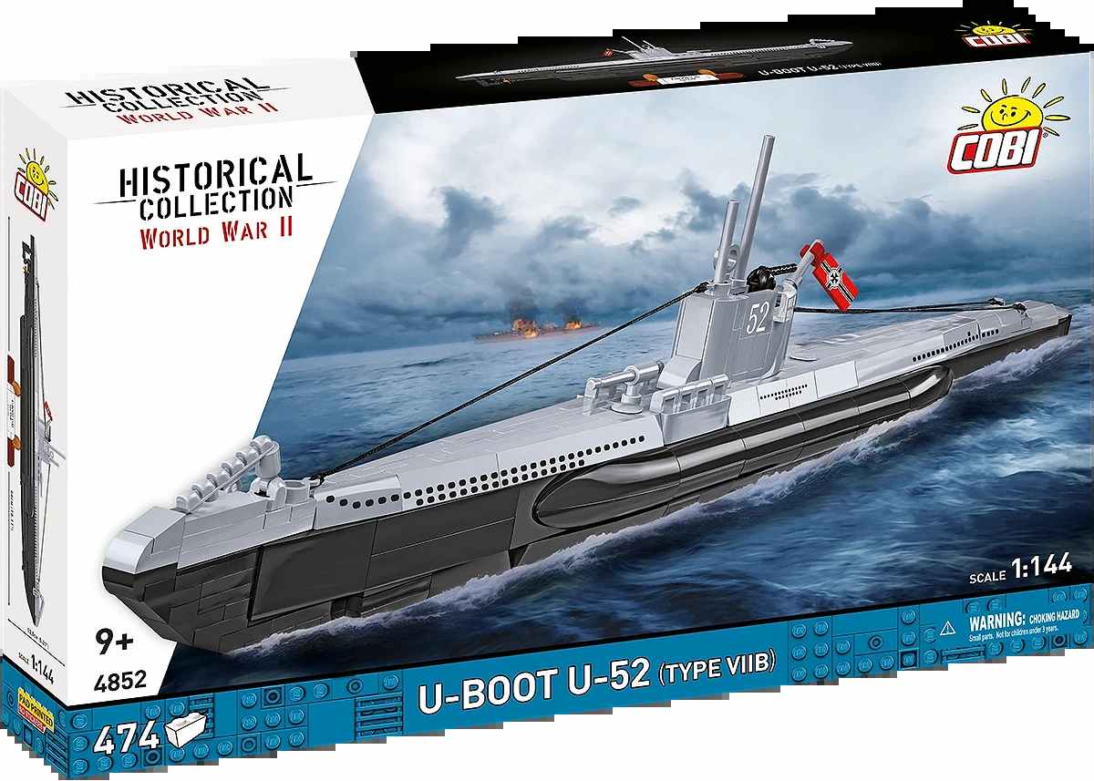 Cobi 4852 II WW U-Boot U-52 (type VIIB), 1:144, 474 kostek