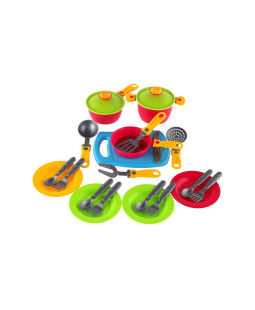 Sada nádobí s prkénkem plast v síťce 20x12x12cm