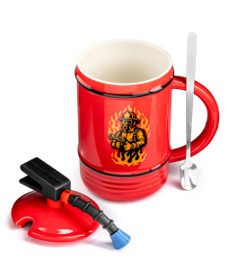 Hasičský keramický hrnek s víčkem, 450 ml.