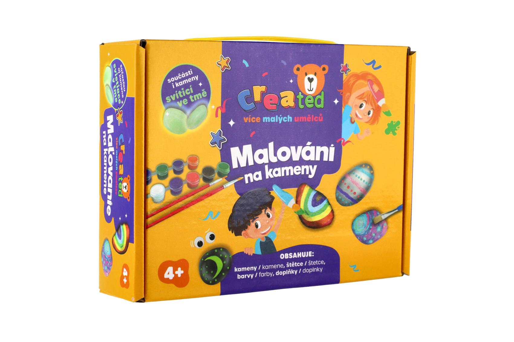 Created Malování na kameny svítící ve tmě, barvy, štětce a doplňky