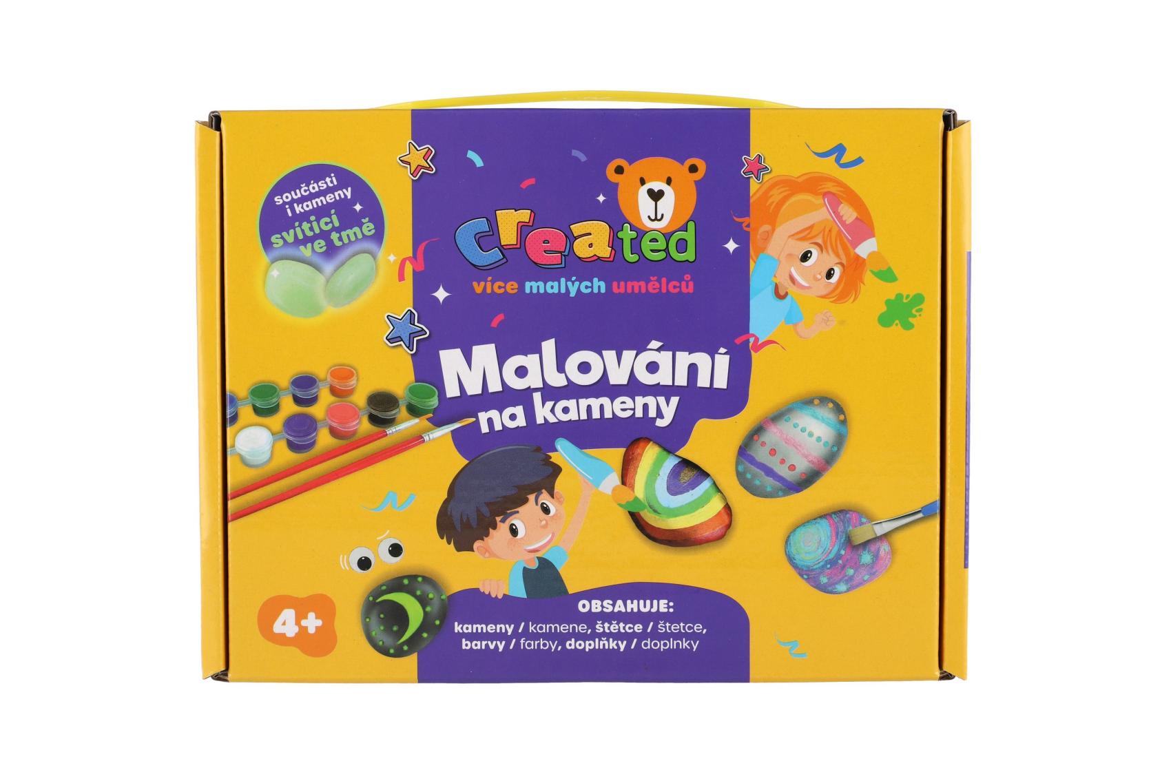 Created Malování na kameny svítící ve tmě, barvy, štětce a doplňky