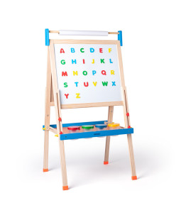 Dětská stojanová tabule s písmeny, role papíru a kelímky, 129x59 cm