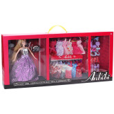 Módní butik, panenka blondýna s šatníkem, 30cm