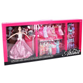 Módní butik, panenka bruneta s šatníkem, 30cm