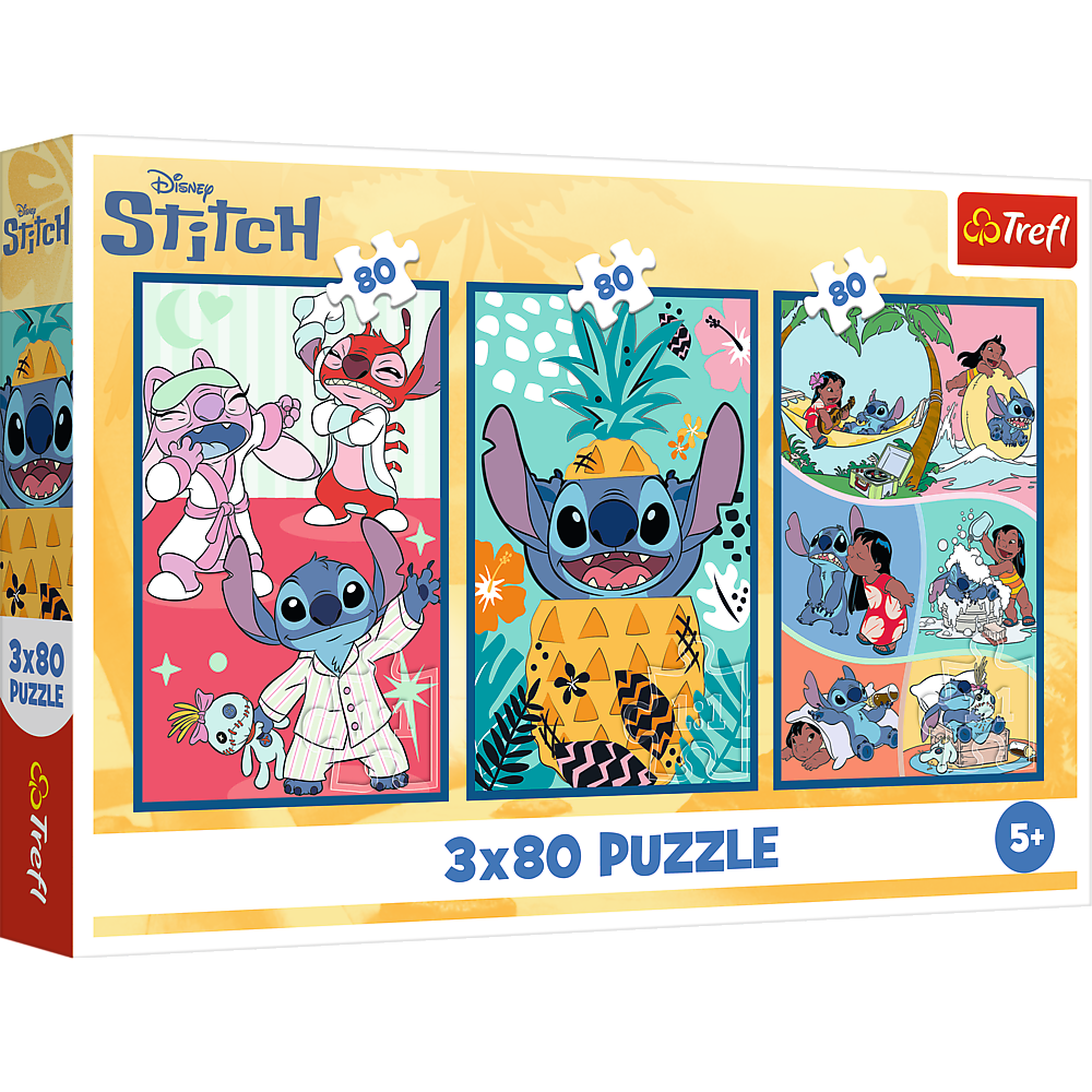 Trefl Puzzle Stitchův svět 3v1 Stitch 3x80 dílků