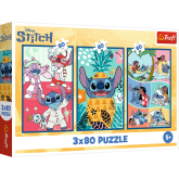 Trefl Puzzle Stitchův svět 3v1 Stitch 3x80 dílků
