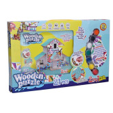 Puzzle 3D dřevěný domeček s barvami 
