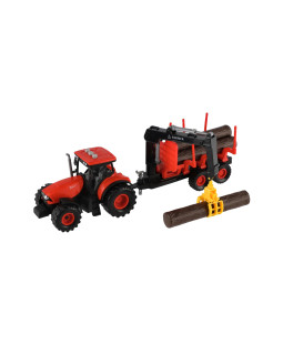 Traktor Zetor s vlekem na dřevo, setrvačník, zvukové a světelné efekty, 36 cm