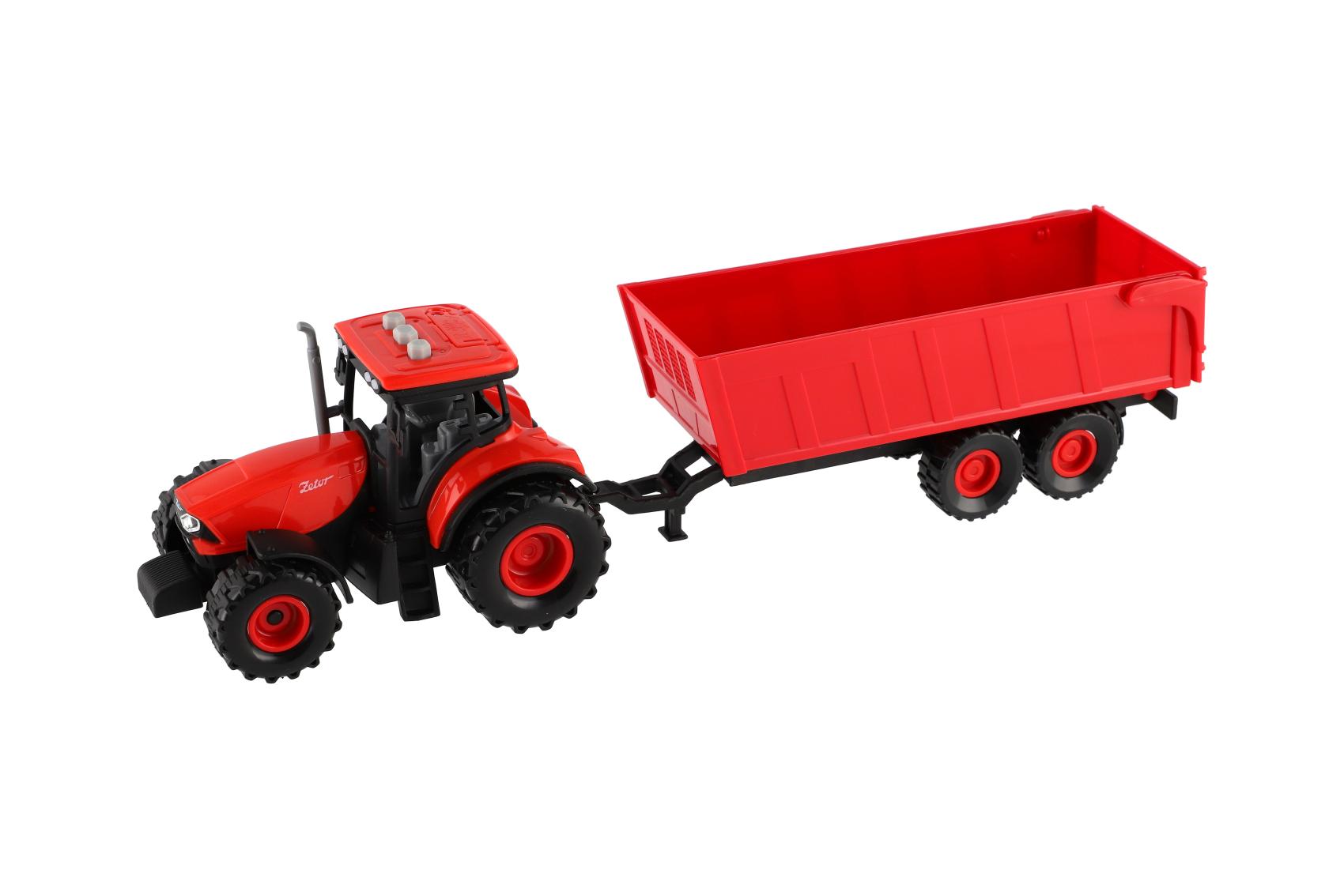 Traktor Zetor s valníkem, setrvačník, zvukové a světelné efekty, 36 cm