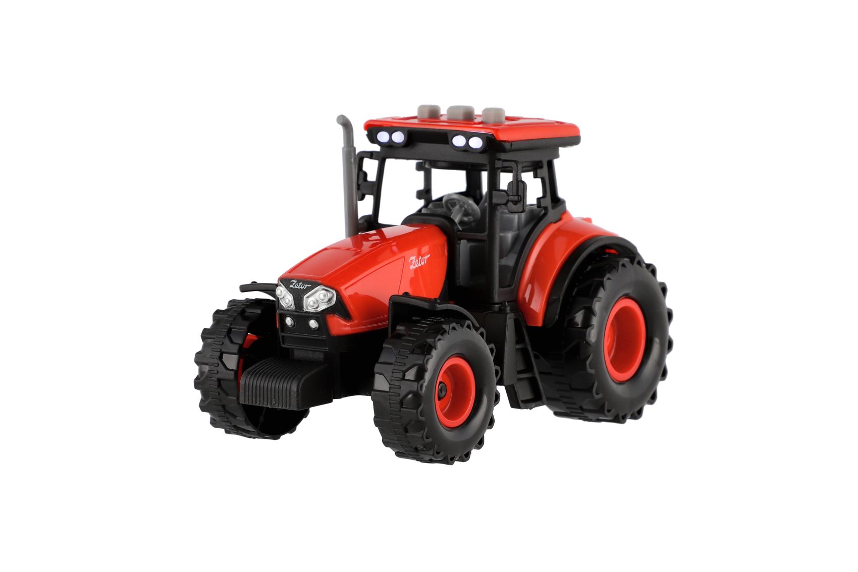 Traktor Zetor s valníkem, setrvačník, zvukové a světelné efekty, 36 cm