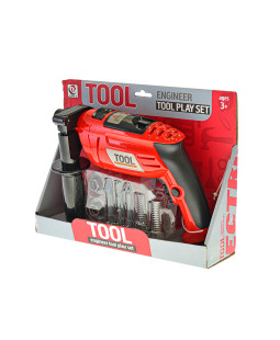 Aku Vrtačka na baterie s doplňky, červená, 22 cm