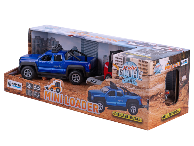 Kids Globe Traffic SUV s bagrem na zpětný chod se světlem a zvukem, 30cm
