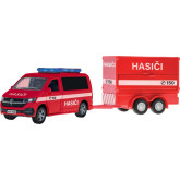 Kids Globe Traffic VW hasiči s přívěsem na zpětný chod, 27cm