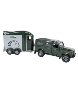 Kids Globe Traffic Farming Land Rover s přívěsem na zpětný chod, 26cm