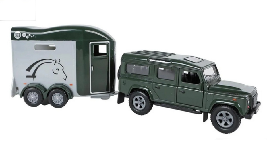 Kids Globe Traffic Farming Land Rover s přívěsem na zpětný chod, 26cm