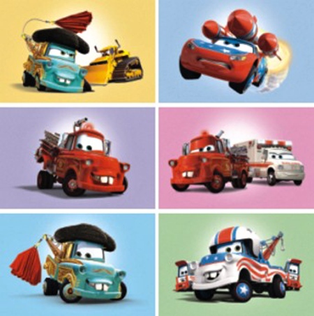 Dřevěné obrázkové kostky Cars
