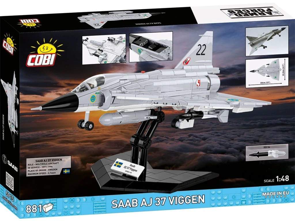 Cobi 5915 Armed Forces SAAB AJ37 VIGGEN, 1:48, 881 kostek