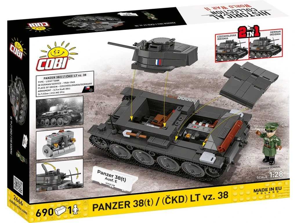 Cobi 2666 II WW Panzer 38(t)/ČKD LT vz. 38, 1:28, 690 kostek