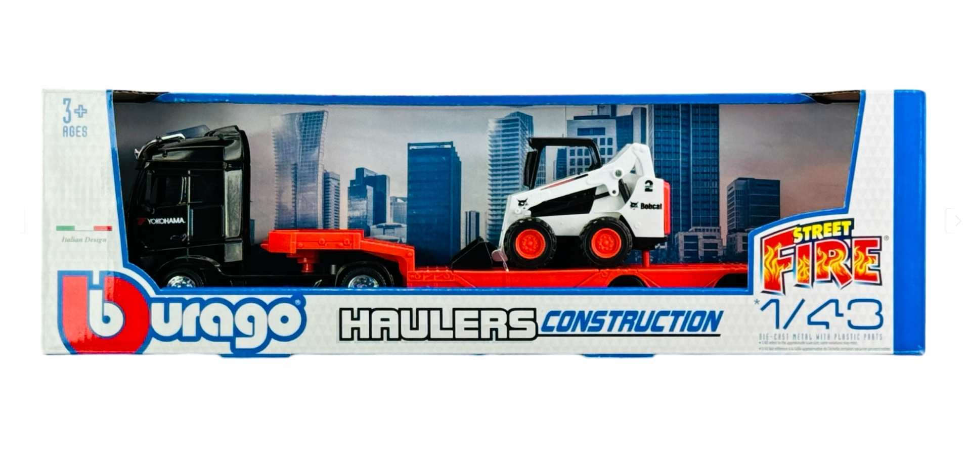 Bburago Haulers construction, Kamion M-B Actros Gigaspace s Bobcat nakladačem, 1:43