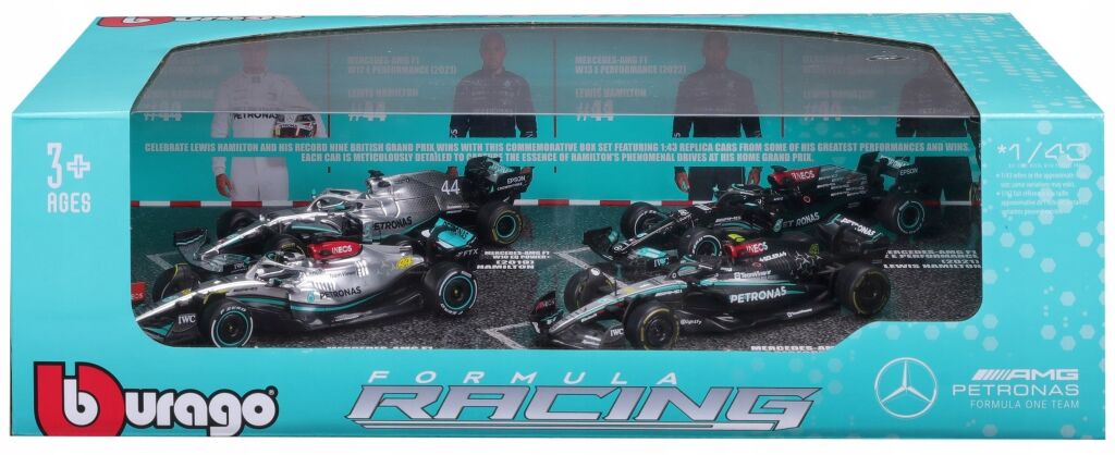 Bburago RACE Formula F1 4PAC Mercedes AMG F1 W15 (2024), 44 L.Hamil ton, 63 G.Russel