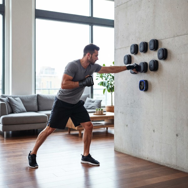 Elektronický modulární boxerský terč HMS TB05 s LED, Bluetooth a rukavicemi