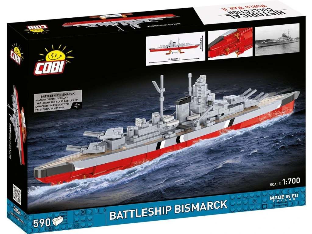 Cobi 4854 II WW Battleship Bismarck, 1:700, 590 kostek