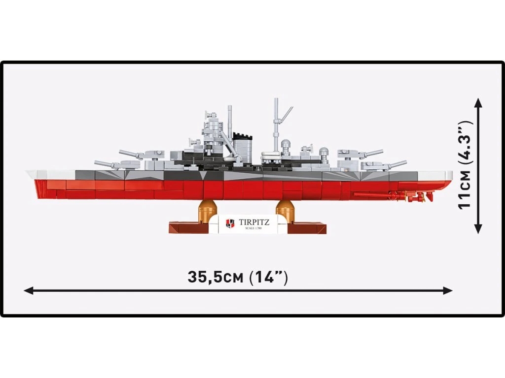 Cobi 4853 II WW Battleship Tirpitz, 1:700, 593 kostek