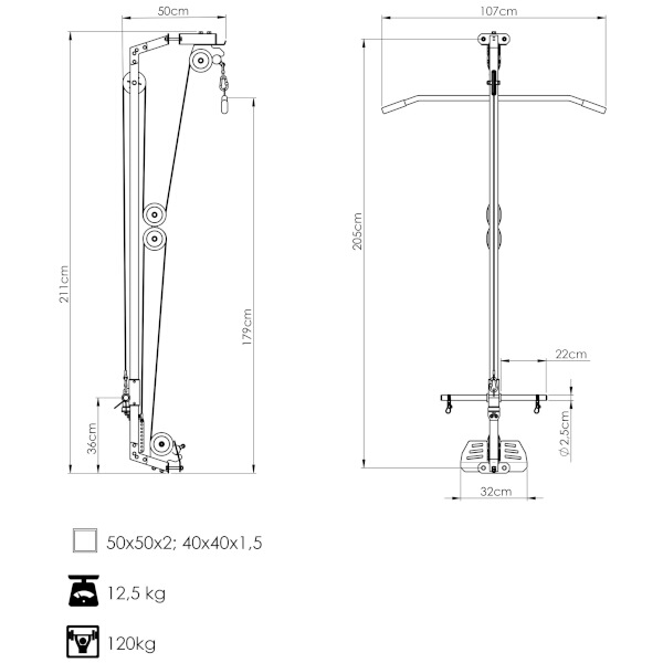 Horní a spodní kladka pro Power Rack MARBO MS-W107 2.0