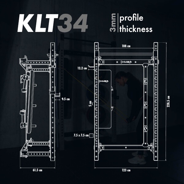 Power Rack HMS KLT34 Multifunkční skládací posilovací stojan, šedý