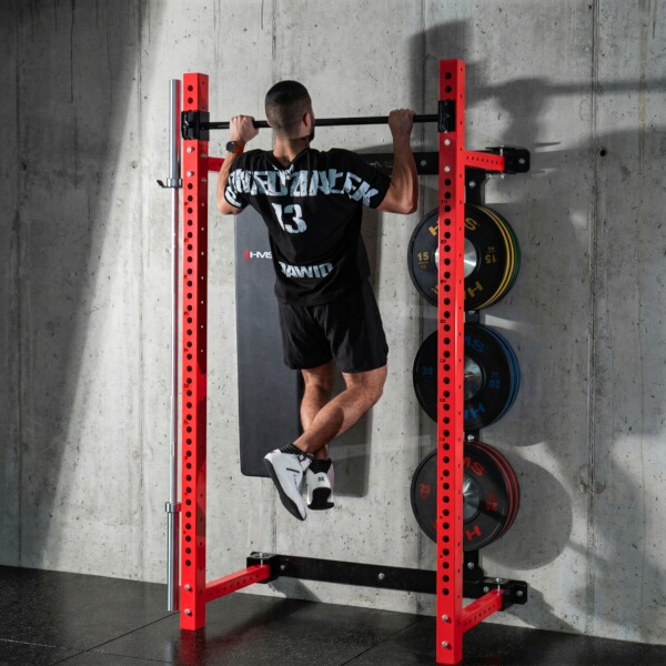 Power Rack HMS KLT34 Multifunkční skládací posilovací stojan, červený