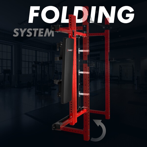 Power Rack HMS KLT34 Multifunkční skládací posilovací stojan, červený