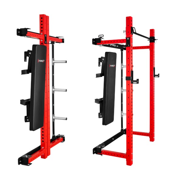 Power Rack HMS KLT34 Multifunkční skládací posilovací stojan, červený