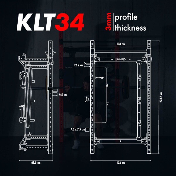 Power Rack HMS KLT34 Multifunkční skládací posilovací stojan, červený