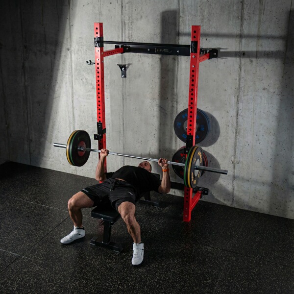 Power Rack HMS KLT34 Multifunkční skládací posilovací stojan, červený