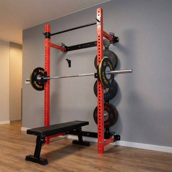 Power Rack HMS KLT34 Multifunkční skládací posilovací stojan, červený