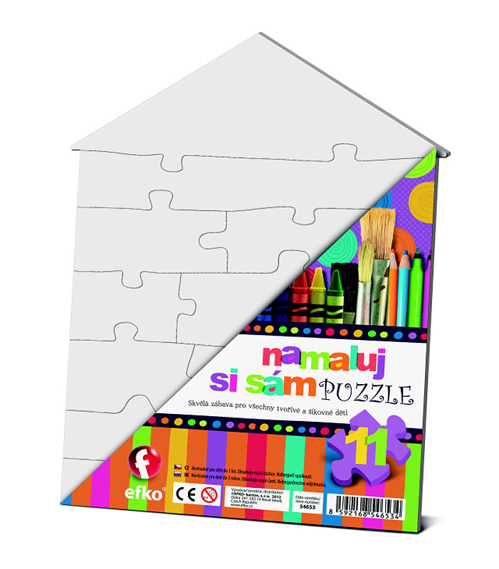 Namaluj si sám puzzle domeček 11 dílků